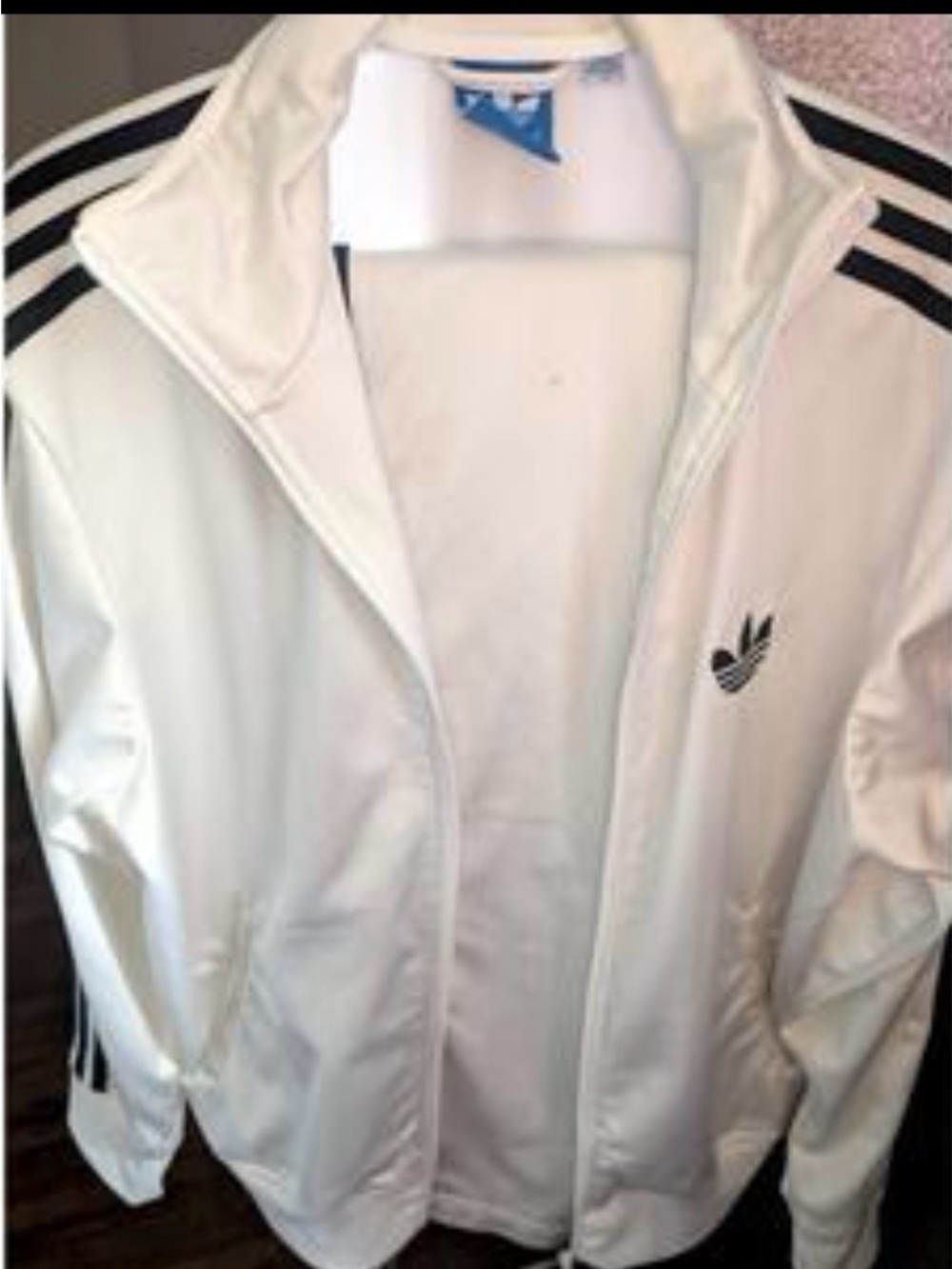 adidas White Jacket with Black Three-Stripe Detail